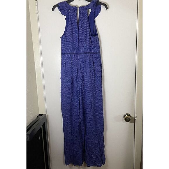 Anthropologie Maeve Justine Blue polka dot wide leg jumpsuit size US 2 - Picture 9 of 9